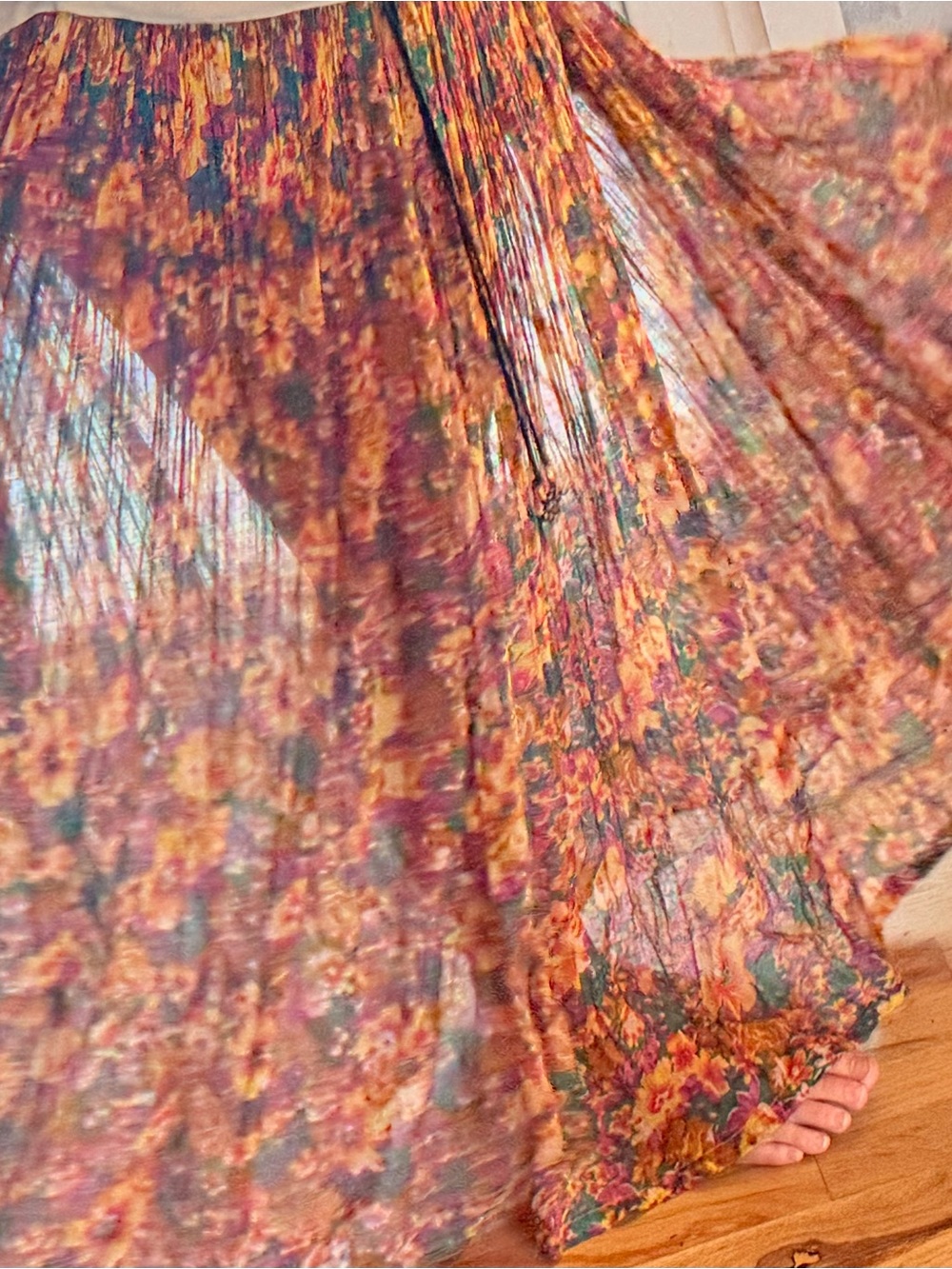 100% algadon cotton Floral Pleated Maxi Skirt made in India
